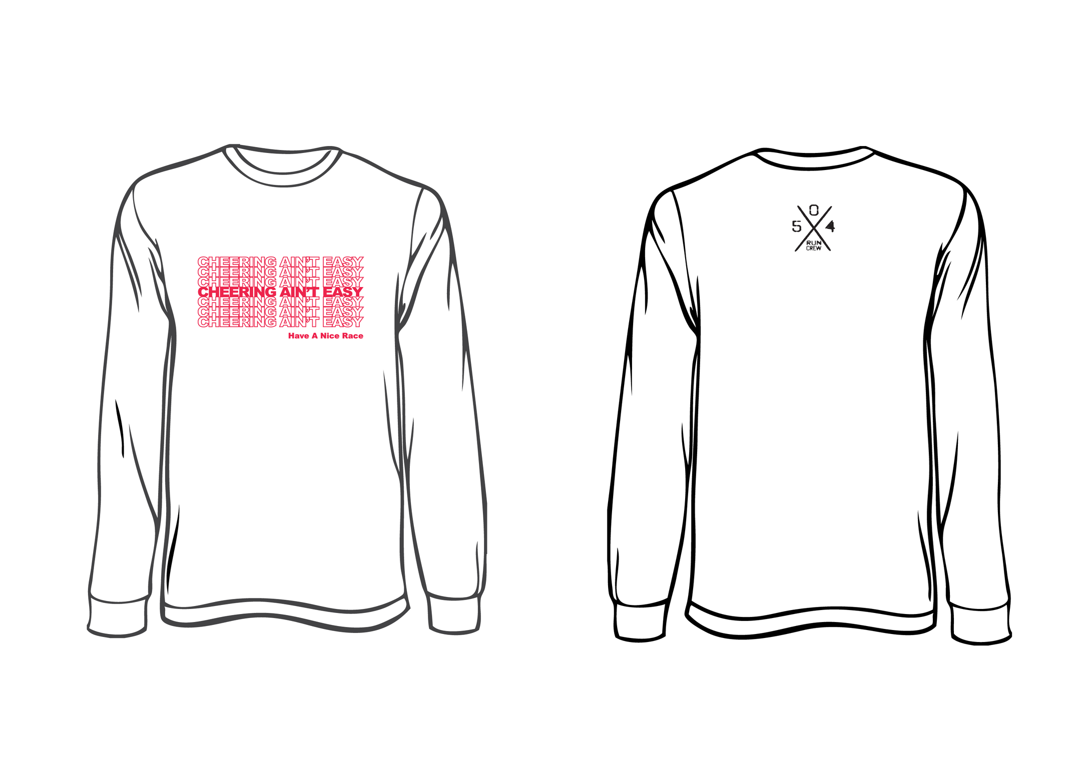 504th Cheering Ain't Easy Longsleeve T-Shirt (White/Red)