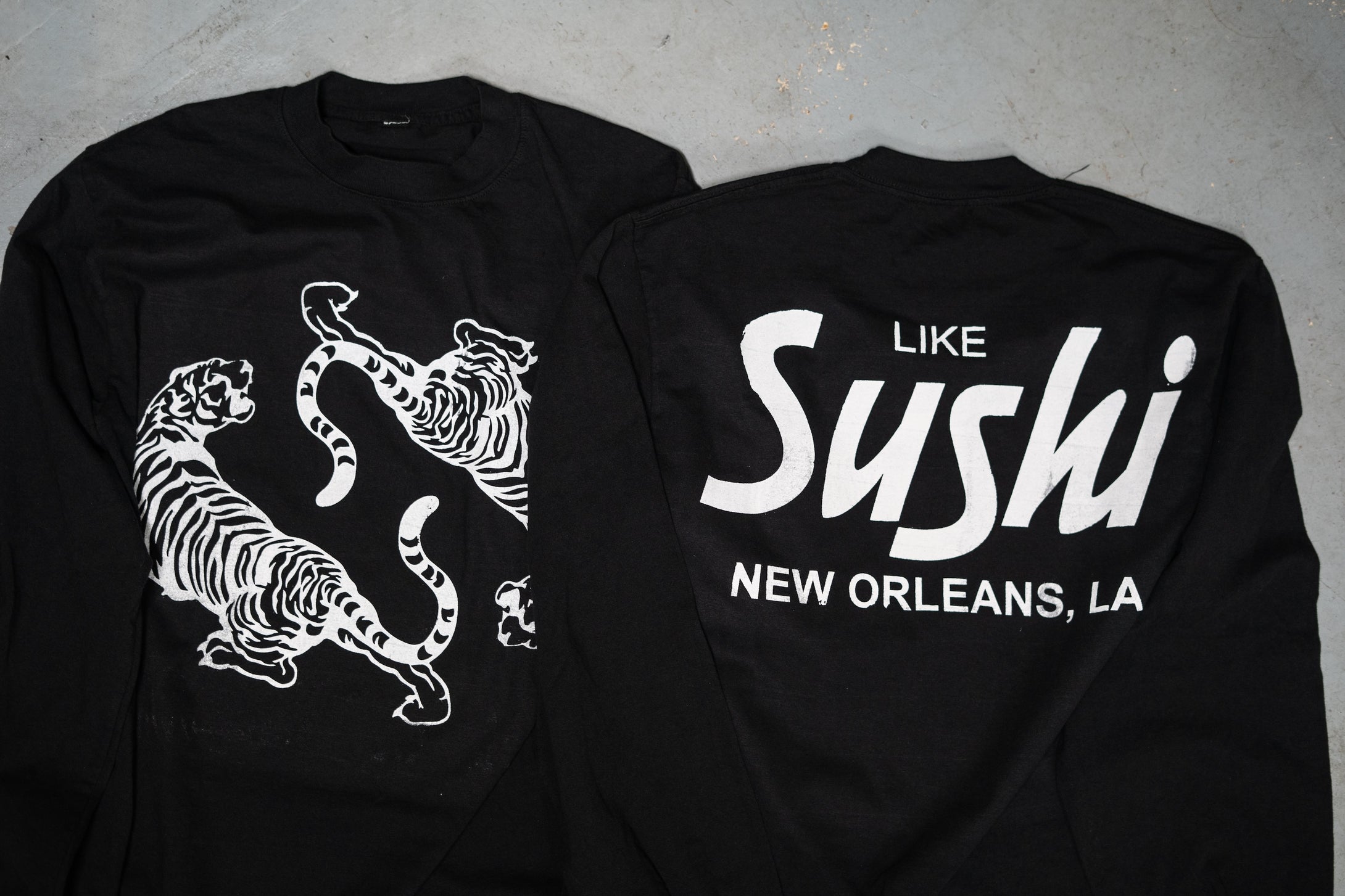 Dueling Tigers + City Logo Longsleeve T-Shirt (Black) - likesushi