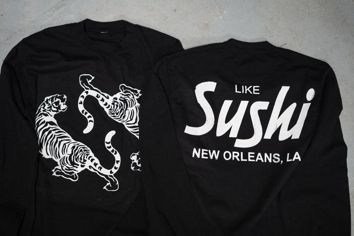 Dueling Tigers + City Logo Longsleeve T-Shirt (Black) - likesushi