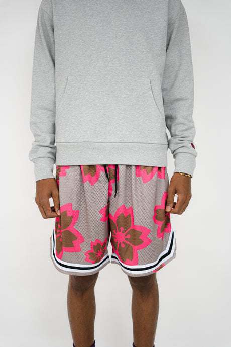 Blossom Varsity Shorts (Sand/Brown/Pink) - likesushi