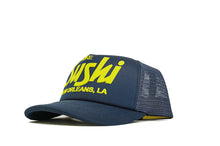 Load image into Gallery viewer, Team Logo City Mesh Trucker Cap (Navy/Yellow) - likesushi

