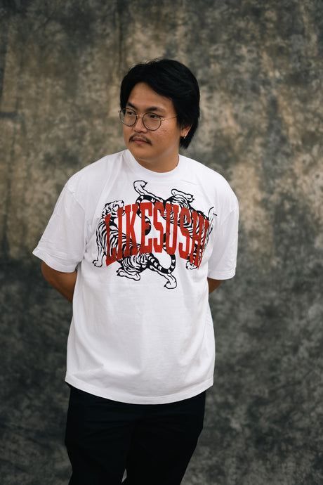 Dueling Tigers No. 2 T-Shirt (White/Black/Red) - likesushi