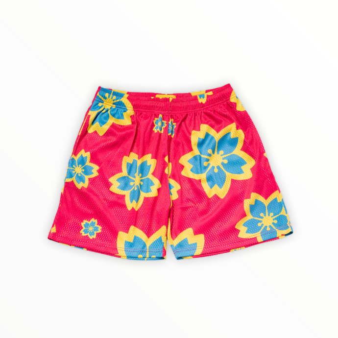 Blossom Mesh Shorts (Pro Wrestler Pink/Snowball Blue/Neon Yellow) - likesushi