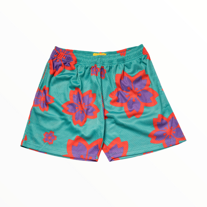 Blossom Mesh Shorts (Turquoise/Riot/Purp) - likesushi