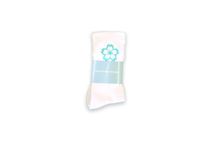 Blossom Logo Crew Socks (White/Mint) - likesushi