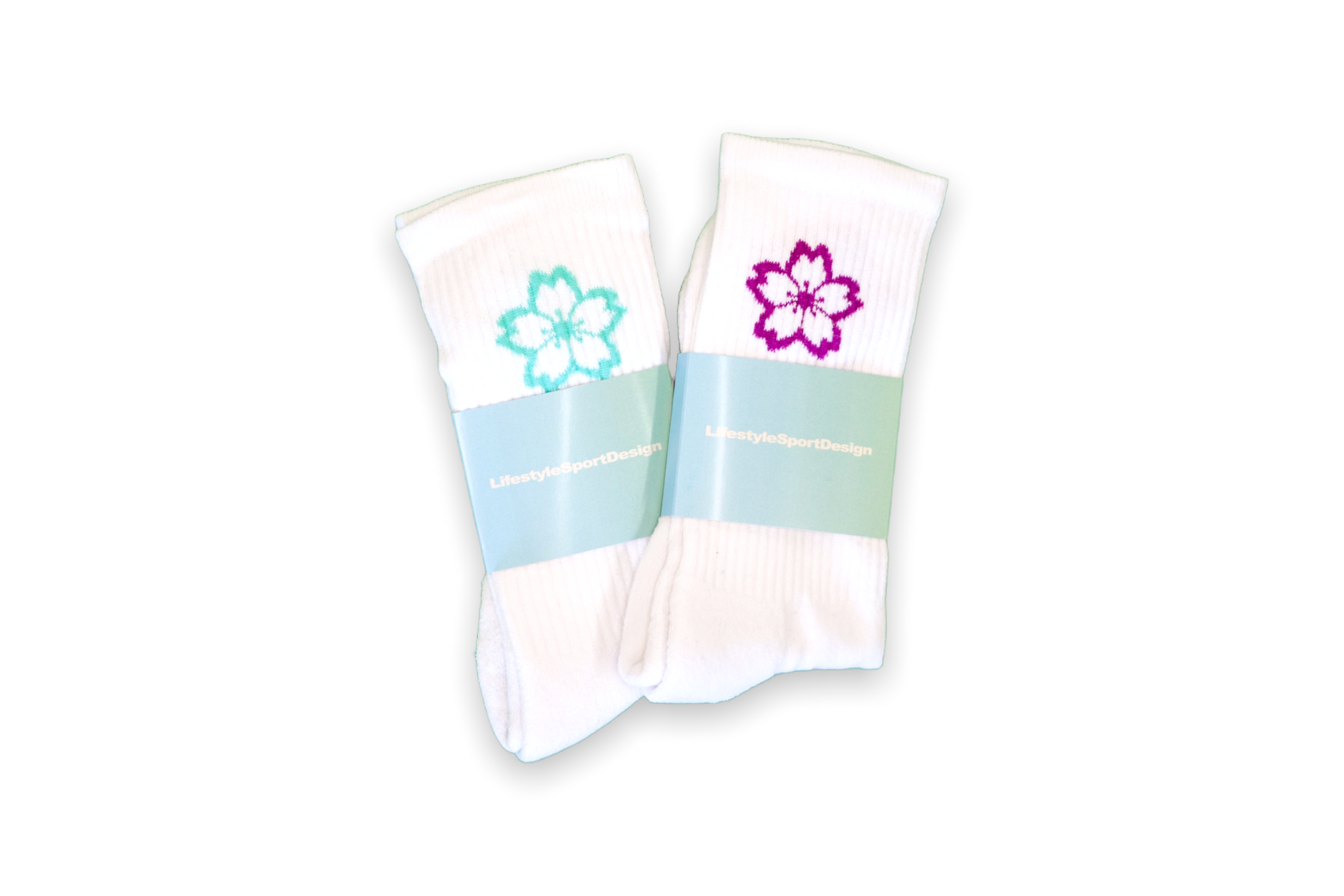 Blossom Logo Crew Socks (2 Pack/White) - likesushi