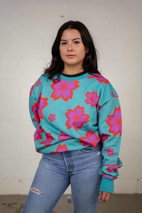 Blossom Pattern Crewneck Sweatshirt - likesushi