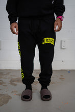 Load image into Gallery viewer, Arch Logo Blossom Sweatpants (Black/Matte Neon) - likesushi
