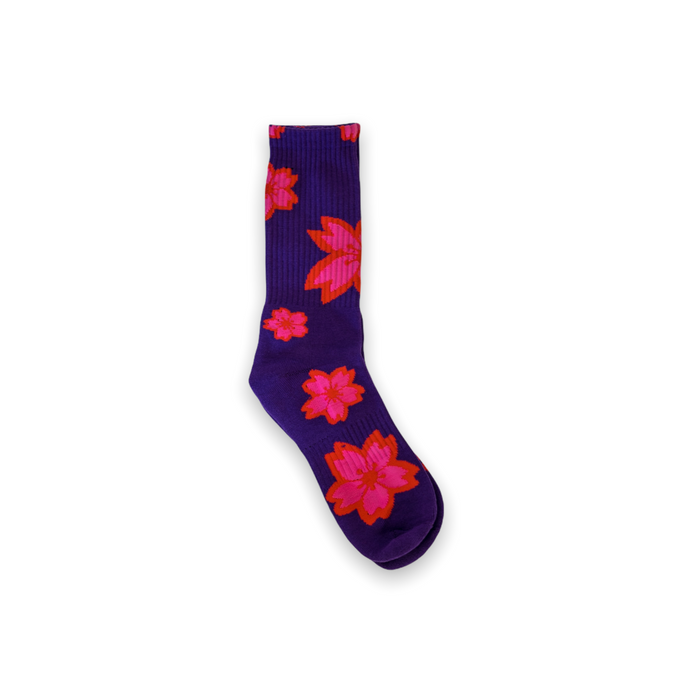 Blossom Pattern Socks (Purple/Pink/Infrared) - likesushi